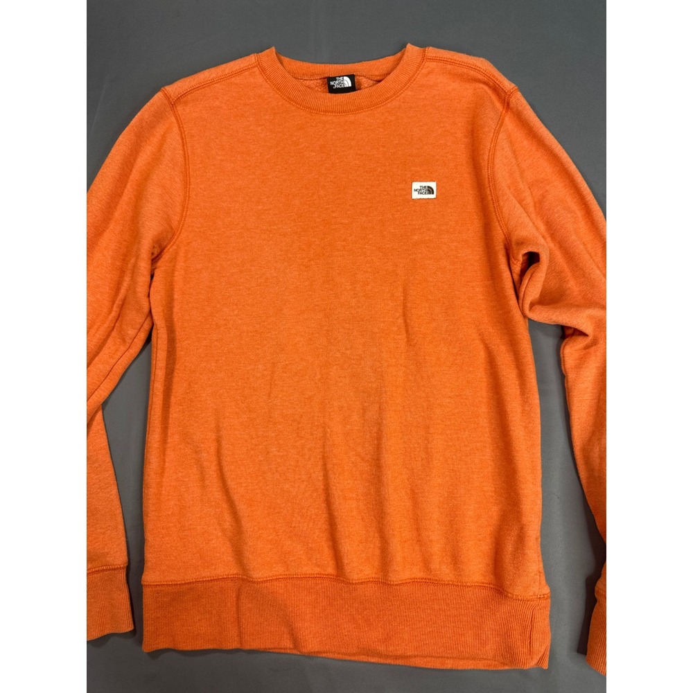 The North Face Mens Orange Heather Heritage Patch Crewneck Sweatshirt Small